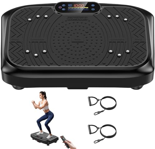 Taevno Vibration Plate Exercise Machine, Compact Vibration Platform for Full Body, Vibrating Plate for Lymphatic Drainage with Resistance Bands(Lacquer Black)