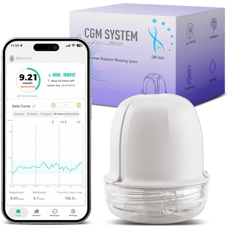 Monitoraggio della glicemia senza puntura del dito, dispositivo indossabile per il monitoraggio della glicemia, monitoraggio continuo della glicemia, compatibile iOS Android