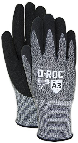 MAGID Griffin Gear ANSI A3 Hyperon Blended Sandy Nitrile Coated Work Gloves, 12 Pairs, Size 9/Large, GPD255