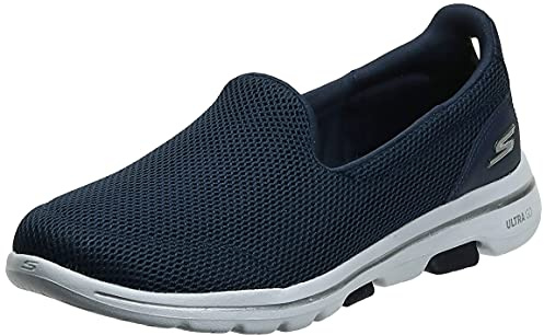 Skechers Go Walk 5, Sneaker Infilare Donna, Blu Navy Textile White Trim, 41 EU