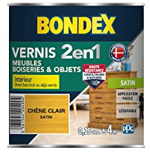 BONDEX - Vernis - Protège et Embellit le Bois - Satin - 0,25L - Chêne clair
