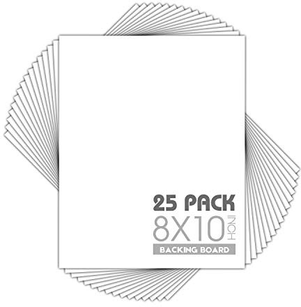 Mat Board Center, Pack of 25, 8x10 White Backing Boards, 4-Ply Thickness Cardboard for Picture/Photo/Framing Back Support | 4-Ply Thickness White Backer Boards for Pictures, Photos, Arts, Framing Back Support