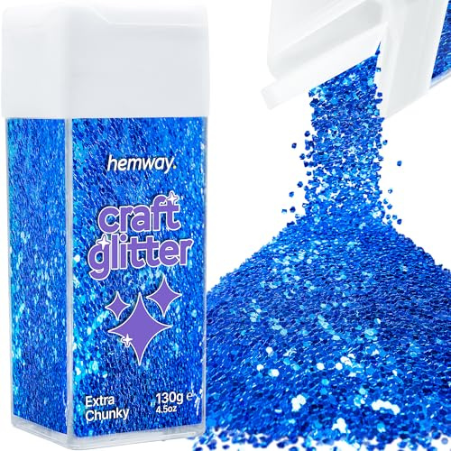 Hemway Craft Glitter Shaker Sapphire Blue 130g Extra Chunky | for Resin & Epoxy Crafts, Christmas Art Supplies, Nail, Body, Face, Eye, Festival, Crafting, Slime, Sparkle