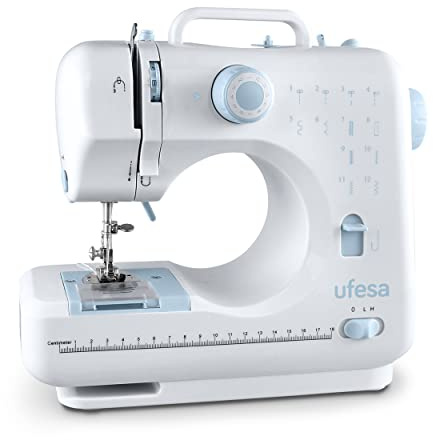 Ufesa SW1201 Facile Nähmaschine, 12 Stiche, 2 Geschwindigkeiten, Nählicht, Pedal/Manueller Schalter, 6 V Leistung