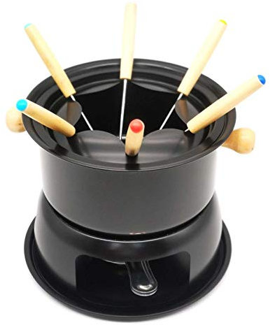 ConBlom Fonduta Set Fonduta al Cioccolato, Set Fonduta al Formaggio Set per Fonduta in Acciaio al Carbonio per 1 Persone per fonduta/DIY Fonduta al Cioccolato (Nero)
