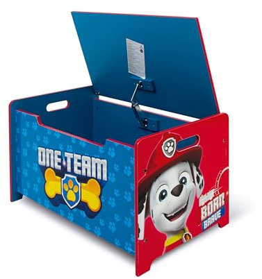 ARDITEX - Banc coffre en bois La Pat’ Patrouille (Paw Patrol) – 62,5x40x37cm – Couleur bleu – Idéal pour ranger jouets, vêtements ou objets dans une chambre d’enfant