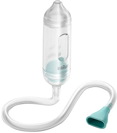 Braun Manueller nasensauger 1 | Schleimlöser | Linderung für verstopfte Nasen | Manuelle Saugleistung | Spitze in 2 Größen | Geeignet für Neugeborene, Babys und Kinder | Spülmaschinenfest | BNA050
