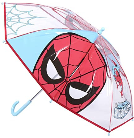 CERDÁ LIFE'S LITTLE MOMENTS - Paraguas Transparente Niño de Spiderman - Apertura Manual con Mecanismo Antiviento y Proteccion en las Varillas para Mayor Seguridad - Licencia Oficial Marvel