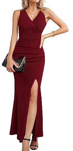 Laughido Vestido largo de cóctel para mujer, vestido de fiesta, vestido de verano, festivo, elegante, bodycon largo