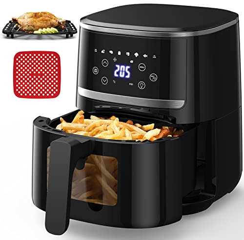 LUNSY Heißluftfritteuse 4,5L Airfryer ohne Öl XXL Friteuse Heissluft Fritteusen Air Fryer mit Digitalem LED-Touchscreen