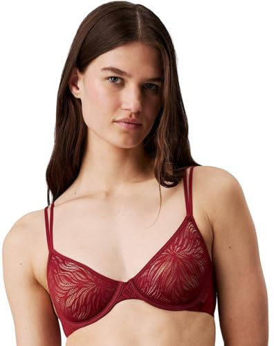 Calvin Klein Sujetador de Media Copa Mujer Unlined con Aros, Rojo (Syrah), 90A