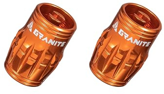 Granite Juicy Nipple Valve Cap with Valve Core Removing Function, Tire Valve Caps Dust Covers for Bikes and Vehicles, Durable Alloy Schrader Valve Cap, 2-Piece Set (Orange)