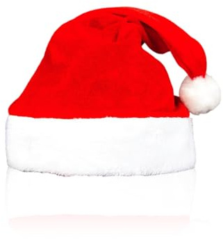 JEYORZY 1pcs Cappello di Babbo Natale Peluche - Cappello Babbo Natale Peluche, Cappellini Natale, Accessorio Natalizio Festivo Rosso per Capodanno e Costumi di Natale - Festa di Natale