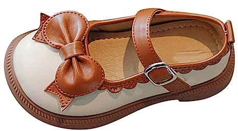 Girls School Shoes Size 10 Infants Girls Dress Shoes Cute Bow Mary Jane Shoes Ballerina With Satin Ankle Tie For Wedding Birthday Black School Shoes Girl Size 5 (Brown, 1 Big Kids)