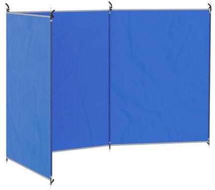 Outsunny Camping-Windschutz, tragbarer, faltbarer Strandparavent mit Tragetasche, Camping-Windschutz mit Befestigungsgurten und Stahlpfosten, 450 x 150 cm, blau