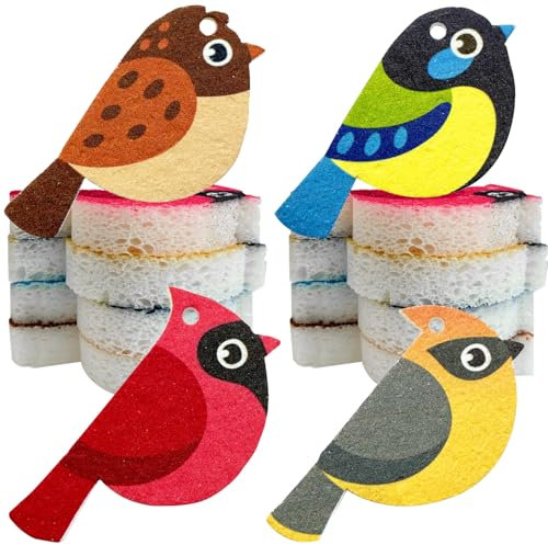 Spugne per uccelli, 8 pezzi, per piatti, spugna per la pulizia della cucina, sponge, spugne per la cucina, spugne per lavare i piatti, in tessuto non tessuto