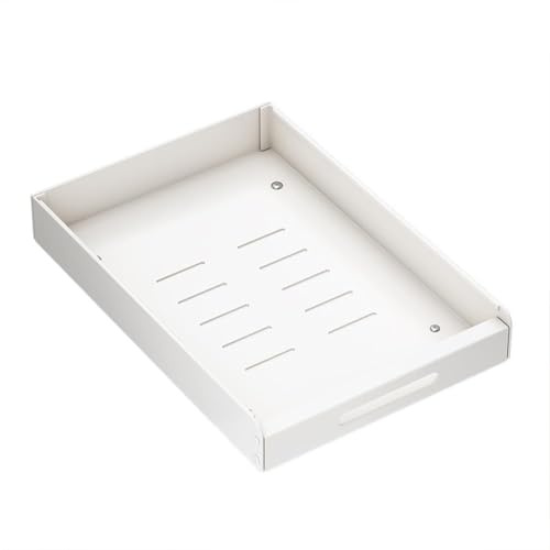 Thaookte Cajón telescópico, estantes de almacenamiento de cajones extraíbles para armarios de cocina, cajón extensible (16.92x9.84x2.36 in), No requiere taladrar ni clavar, Blanco