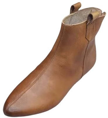 Botines para mujer planos de piel para mujer, punta puntiaguda, bota, vintage, bota baja, botas casuales, botas de pantorrillas finas, zapatos de color sólido, bota, botas de mediados, marrón, 38 EU