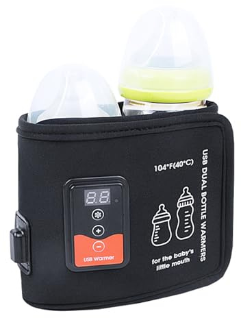 Calentador de botellas USB para calentador de botellas doble, calentador de leche de viaje USB, termostático, portátil, doble hogar, viaje familiar