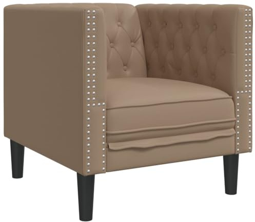 Tomostar Fauteuil Salon Chesterfield, Fauteuil Relax Salon Chaise de Chambre Cappuccino Similicuir