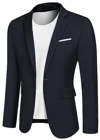 Män en knapp kostym jackor affärer vardaglig män kostym sportrock resa blazer lätt för dagligt sommarbröllop, Svart, S