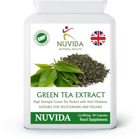 Green Tea Capsules - 90 High Strength Green Tea Extract Capsules - A Natural Green Tea Supplement and Powerful Antioxidant - Vegan and Vegetarian Friendly