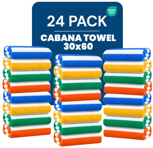 Utopia Towels Cabana Beach Towels 76x152cm, 4 Pack, Cotton, Striped | Oversized Lightweight, Ring Spun Cotton, Large Pool Towels, Soft and Quick Dry Swim Towels, Lightweight , Machine Washable
