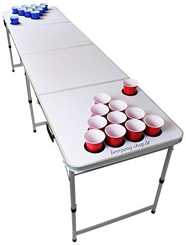 Beercup Bierpong Tische, Beer Pong Set für Partyspiele, Beerpong Tisch Klappbar & Höhenverstellbar, Beer Pong Tisch mit Halter, Bierpong Tisch Wasserfest, Bierpongtisch mit Whiteboard Marker