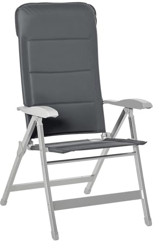 Outsunny Chaise de Jardin Pliante Dossier Haut inclinable Multipositions accoudoirs tétière alu. Oxford déperlant Gris