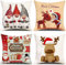 ZHAOMIMI 4er Set Dekorativ Kissenhülle Baumwolle Leinen Kissenbezug Dekokissen Sofakissen für Couch, Auto, Schlafzimmer 45x45 cm (Weihnachten Zwerg Rentier)