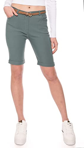 Kendindza Pantalones cortos chinos para mujer, bermudas cortas para mujer, hasta la rodilla, pantalones cortos de verano, elegantes