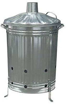 Muddy Hands 85 Litre Large Galvanised Metal Incinerator Fire Burning Bin Outdoor Garden Rubbish Paper Leaves Wood Burner