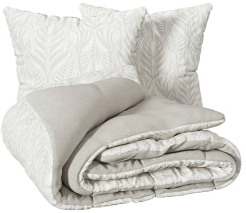 ATMOSPHERA CREATEUR D'INTERIEUR - Set di biancheria da letto stampata nalh 240x220cm in lino beige