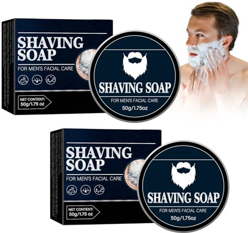 2 Stück Rasierseife, Shaving Soap, Shave Gel, Erfrischende und Belebende Rasierseife für Herren mit Aloe Ver, Seife für Ergiebigen Rasierschaum, Rasiercreme für Sensible Haut, Weich und Sanft