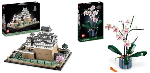 LEGO 21060 Architecture Le Château d'Himeji, Kit de Construction de Maquette pour Adultes & 10311 Icons L’Orchidée Plantes avec Fleurs Artificielles d'Intérieur
