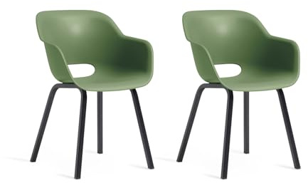 Keter Noa Gartenstühle - 2er Set mit Metallrahmen (Olivgrün)