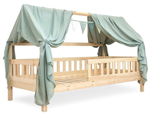 Ehrenkind® Kinderzimmer-Deko-Set: Betthimmel & Wimpelkette für magische Momente | Oeko-TEX Zertifiziert | Kinderzimmer Deko | Betthimmel Kinderzimmer, 90x200 Jade