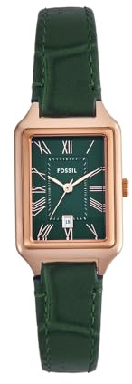 Fossil Raquel Uhr für Damen, Quarzwerk mit Edelstahl- oder Lederarmband Kühles Grün 23MM