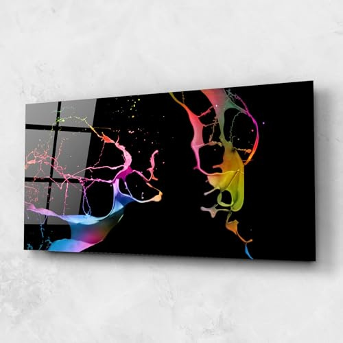 ARTHUB® Quadro in vetro 60x120 cm, 4mm temperato | Quadri moderni in vetro per soggiorno e camera da letto, decorazione da parete, arredamento d'interni, Astratti, Paint Splashes