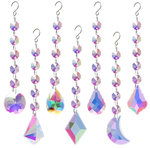 Lot de 7 Attrape Soleil en Cristal, Suncatcher Pendentif en Cristal Kit de Bricolage, Arc en Ciel Carillon éolien pour Maison Fenêtre Jardin Noël Jour Mariage Décoration