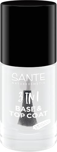 SANTE Naturkosmetik 3-in-1 Base & Top Coat - 8 ml - vegan, 15-Free - Nagelhärter, Unterlack & Überlack - für langanhaltenden Nagellack - natürliche Inhaltsstoffe