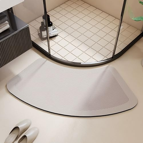 Kiselsten böjd duschmatta snabbtorkande vattenabsorberande för badrum kök toalettdörr (60 x 120 cm)