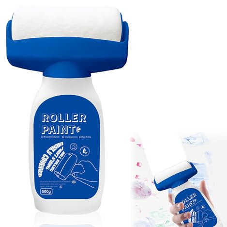 Wffeila Rullo per pittura bianca,500 g Vernice Bianca Muro Interno,Rullo per Vernice Bianca,Mini Rullo per Ritocchi Parete,Rullo per Piccole Riparazioni di Graffi e Macchie su Pareti (blu)