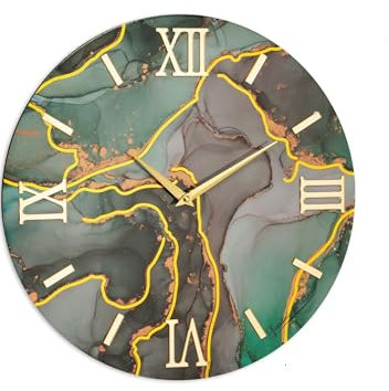 Giardini di Marzo Orologio Da Parere in legno Rifinito in resina lucida e applicazioni in plex diametro 40 (VERDE OTTANIO)