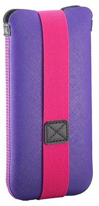 OneJoy Phone Sleeve for iPhone, Slim Fit, Elastic Strap Closure, Lightweight Neoprene, No Zipper, Protective Case Alternative Fit for 6.5 inch~ 6.9 inch Cell Phone [Violet & Fuchsia ]