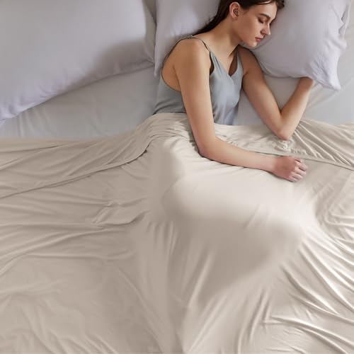 Bedsure Cooling Blanket Double Size - Dual Sided, Twin, Beige, 150x200cm