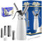 NEMT 250ml Sahnespender + 10 Sahnekapseln Sahnesyphon 0,25 L Aluminium mit Edelstahl Düsen und Reinigungbürste, Auslaufsicherer Sahnebereiter für Schlagsahne, Creme, Mousse und Desserts