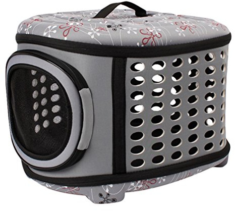 JEELINBORE Stabile Transportbox Sportlich Kleine Transporttasche Hundetasche für Tiere Katze Hunde Faltbare Haustier Tasche (Grau, L)