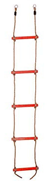 OTITU Échelle de Corde pour Enfants - Échelle Suspendue pour Enfants, Échelle d'escalade avec 5 Echelons en Bois Jouet d'escalade Jouet de Jardin pour Enfants Échelle de Corde Robuste Rouge