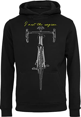 Baddery Fahrrad Pullover Herren - I am The Engine - Rennrad Zubehör Hoodie Kapuzenpullover (M)